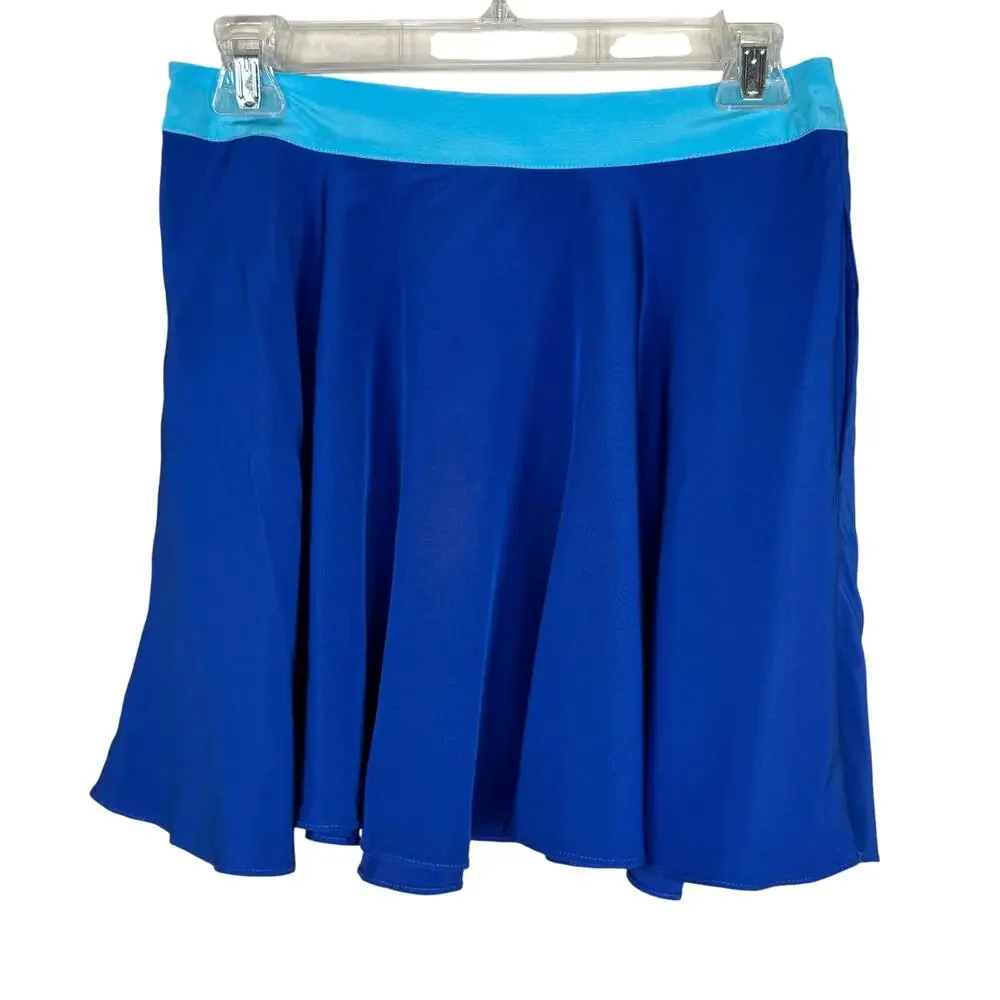 Madison Marcus Blue Silk Skater Mini Skirt XS NWT